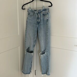 Straight Split Distressed Denim Jeans Zara Size 6